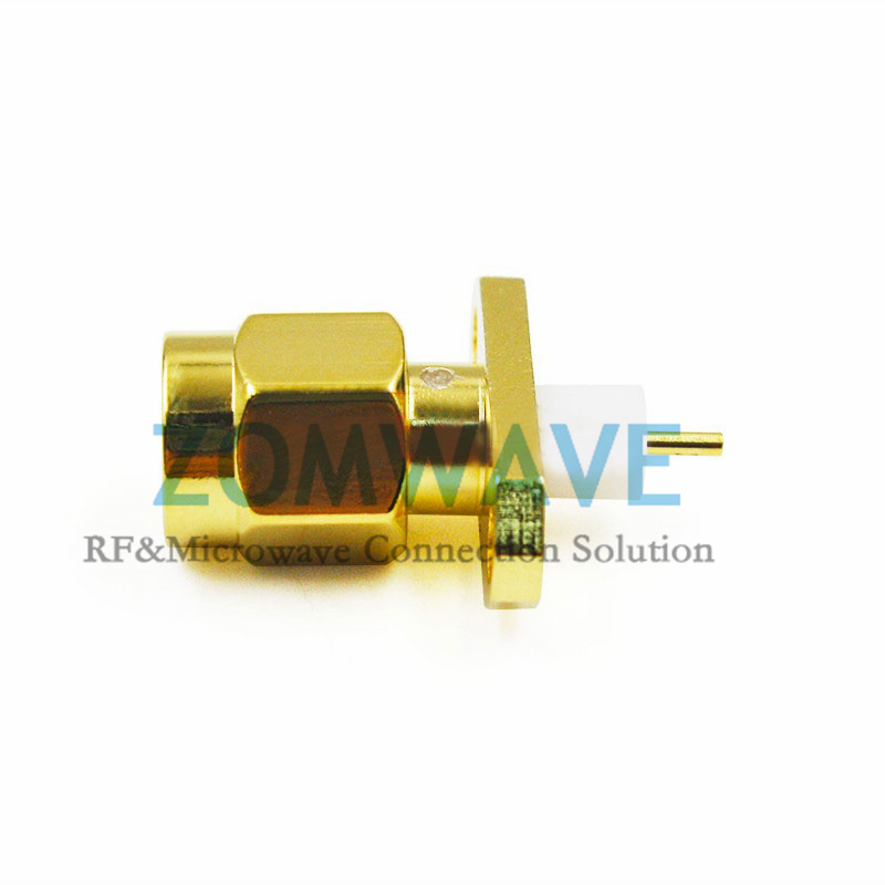 SMA Male Terminal Connector,2 hole Flange,Extended 4mm Insulator and 3mm Pin,6GH