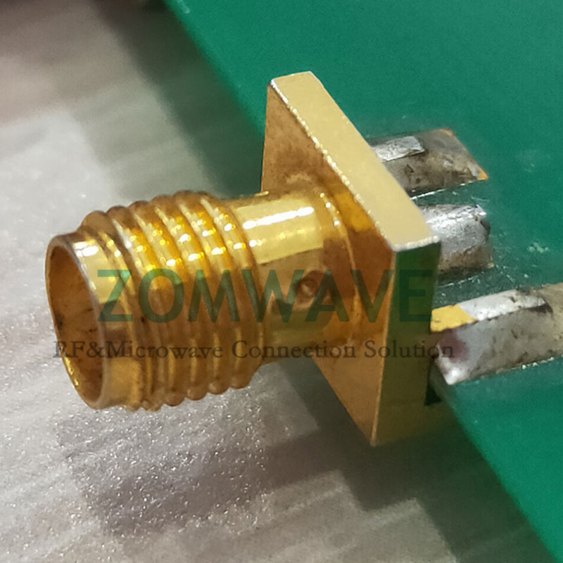 2.4mm Female PCB End Launch, .040 inch PCB Thickness (Max), .041 inch Pin, 50G