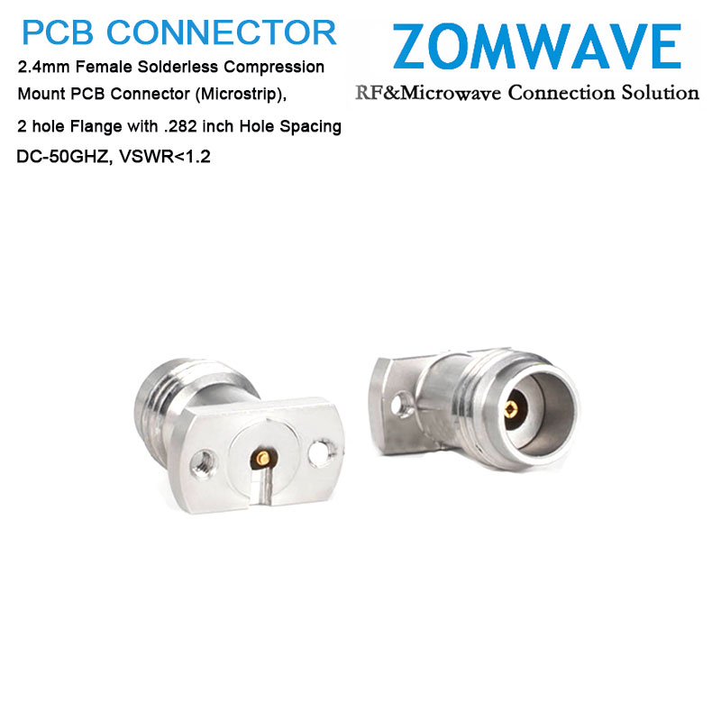 2.4mm(F)Solderless Compression Mount (Microstrip),2 hole Flange with .282 inch 