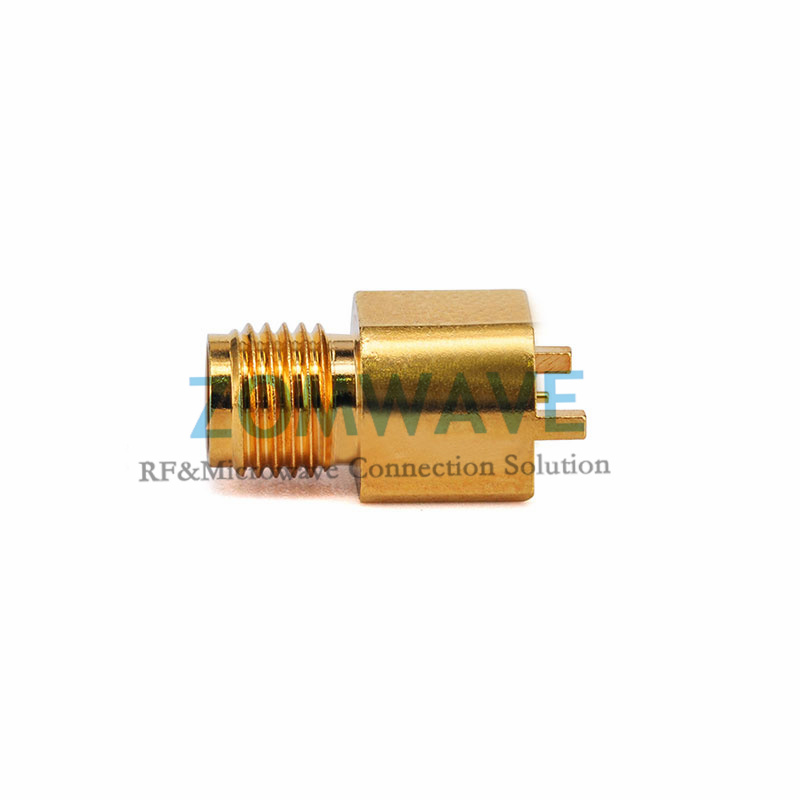 2.92mm Female PCB End Launch Connector, .020 inch Pin Diameter, 40G