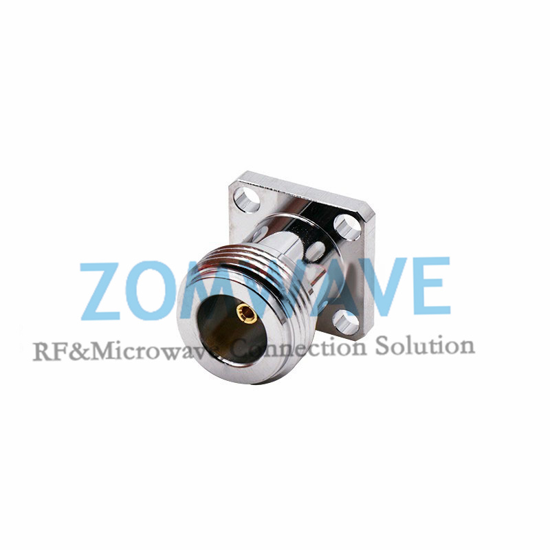 N Female Waterproof Terminal,4 hole Flange,  9mm Insulator and 2mm Pin, 11Ghz