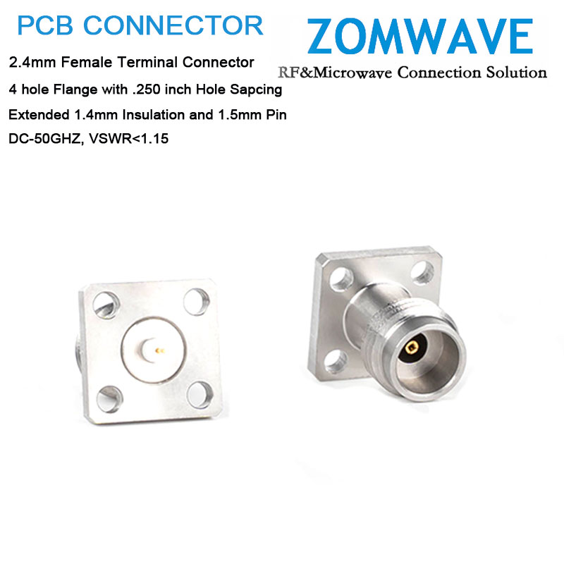 2.4mm Female Terminal,4 hole Flange,Extended 1.4mm Insulation an 1.5mm pin,50ghz