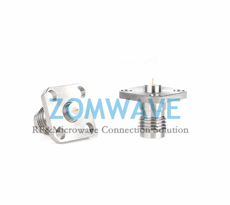 2.4mm Female Terminal,4 hole Flange with .340 inch Hole,1.4mm Outer Conductor,50