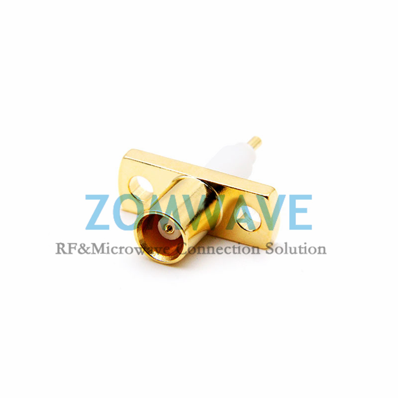 MCX Female Terminal, 2 hole Flange, Extended 6.5mm Insulator and 2mm Pin, 6ghz