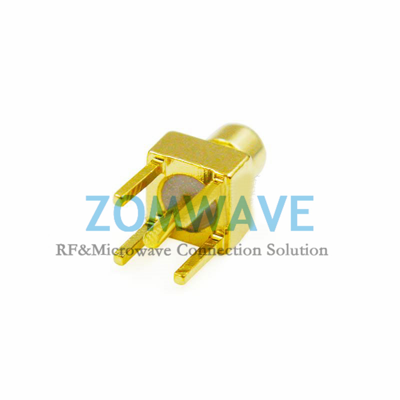 MMCX Male Straight Thru Hole PCB Connector, .100 inch x .035 inch Hole, 6GHz
