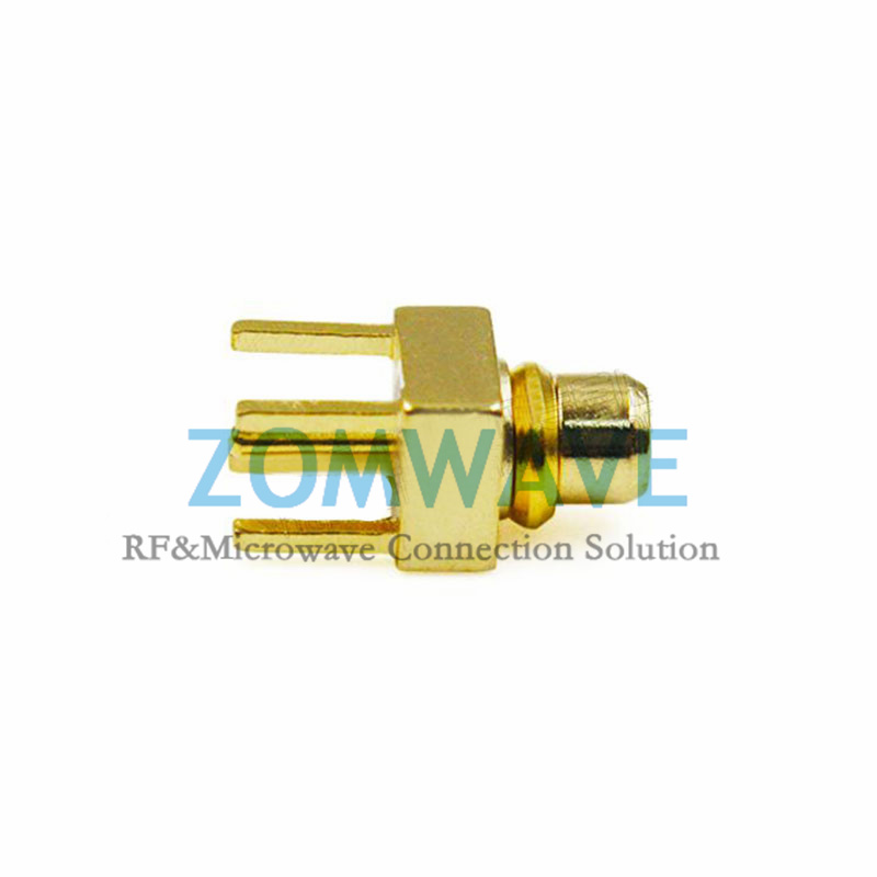 MMCX Male Straight Thru Hole PCB Connector, .100 inch x .035 inch Hole, 6GHz