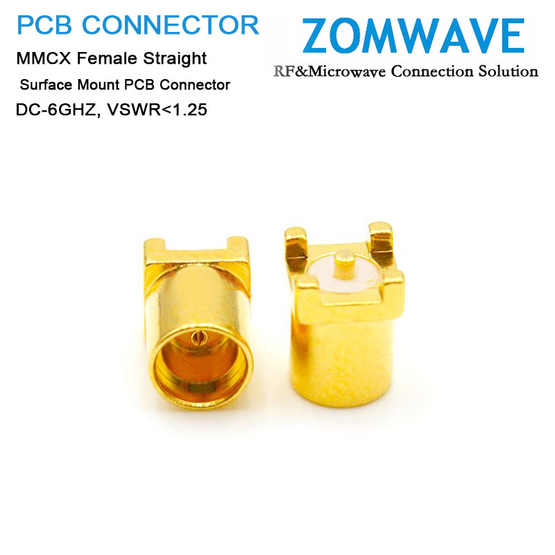 MMCX Female Straight Surface Mount PCB Connector, 6GHz