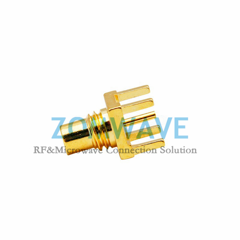 SMC Male Straight Thru Hole PCB Connector, .200 inch x .051 inch Hole, 6GHz