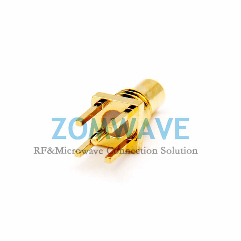 SSMC Male Straight Thru Hole PCB Connector, .100 inch x .031 inch Hole, 6GHz