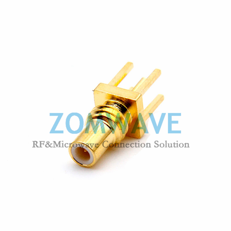 SSMC Male Straight Thru Hole PCB Connector, .100 inch x .031 inch Hole, 6GHz