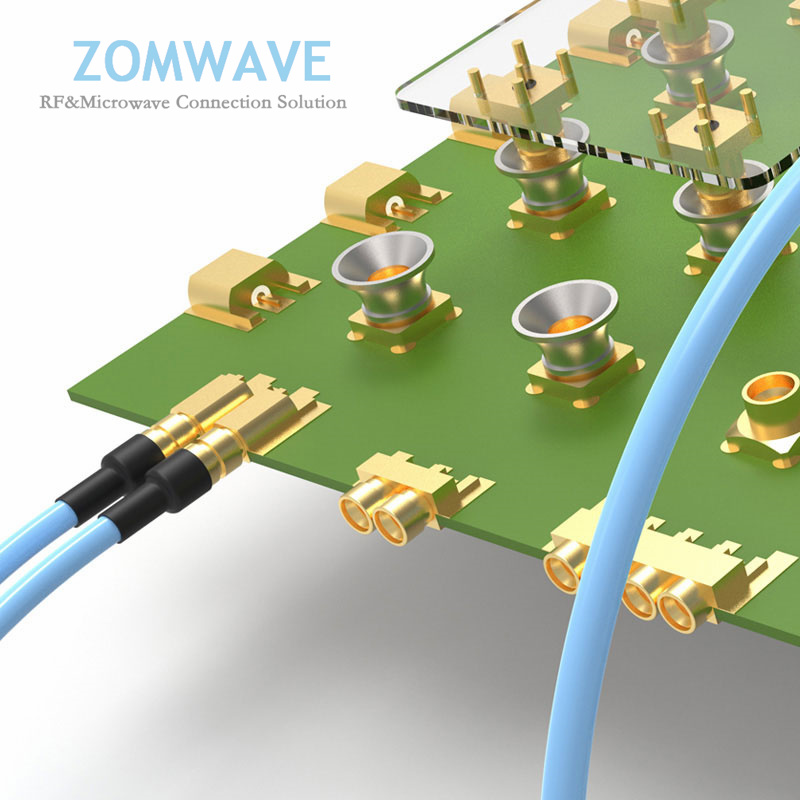 Mini SMP(GPPO) Male PCB End Launch Connector (Full Detent), 2 Channels, 40G