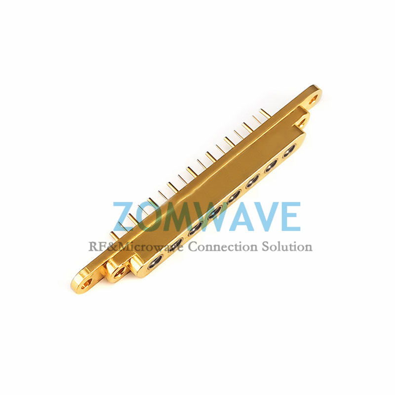Mini SMP(GPPO) Male PCB End Launch Connector (Smooth Bore), 8 Channels, 40G