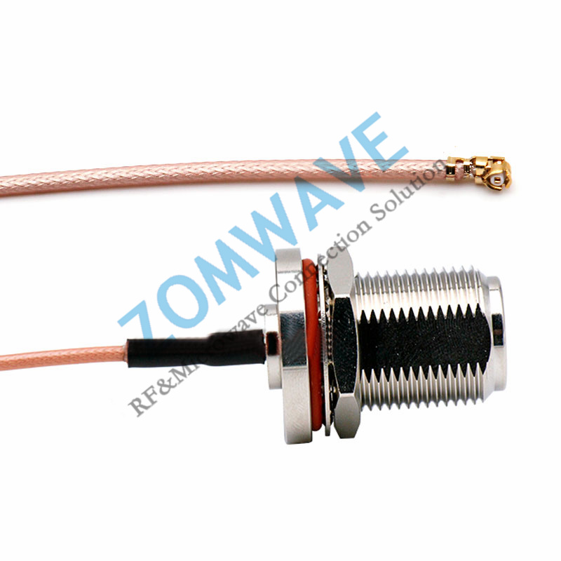U.FL Plug Right Angle to N Type Female Bulkhead, RG178 Cable, 6GHz