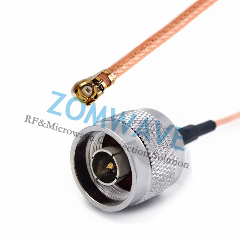 U.FL Plug Right Angle to N Type Male, RG178 Cable, 6GHz