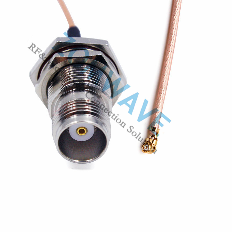 U.FL Plug Right Angle to TNC Female Bulkhead, RG178 Cable, 6GHz