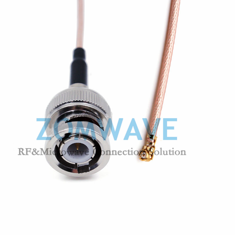 U.FL Plug Right Angle to BNC Male, RG178 Cable, 4GHz