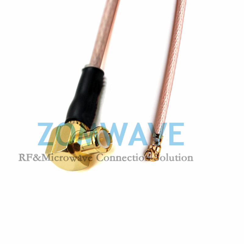 U.FL Plug Right Angle to MCX Male Right Angle, RG178 Cable, 6Ghz