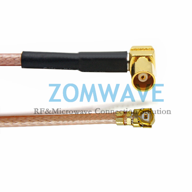 U.FL Plug Right Angle to MCX Female Right Angle, RG178 Cable, 6GHz