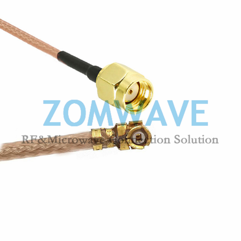 U.FL Plug Right Angle to RP-SMA Male, RG178 Cable, 3GHz
