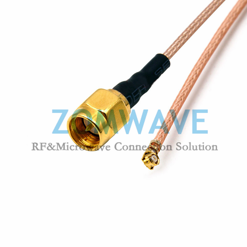 U.FL Plug Right Angle to SMA Male, RG178 Cable, 6GHz
