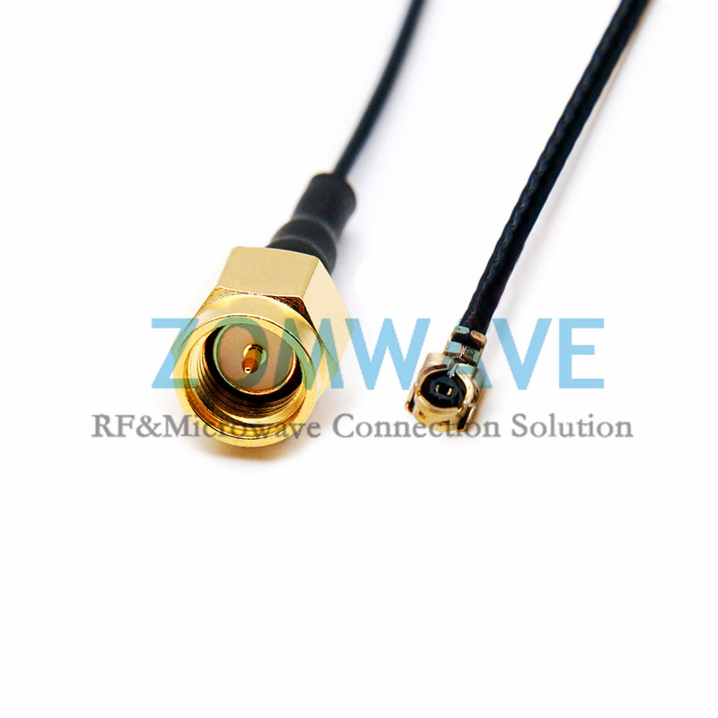 U.FL Plug Right Angle to SMA Male, RG1.13 Cable, 6GHz