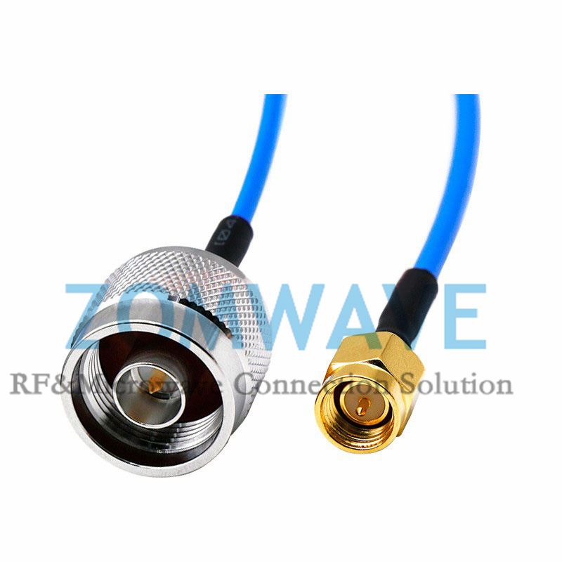 SMA Male to N Type Male, Formable .086''_RG405 Cable, 6GHz