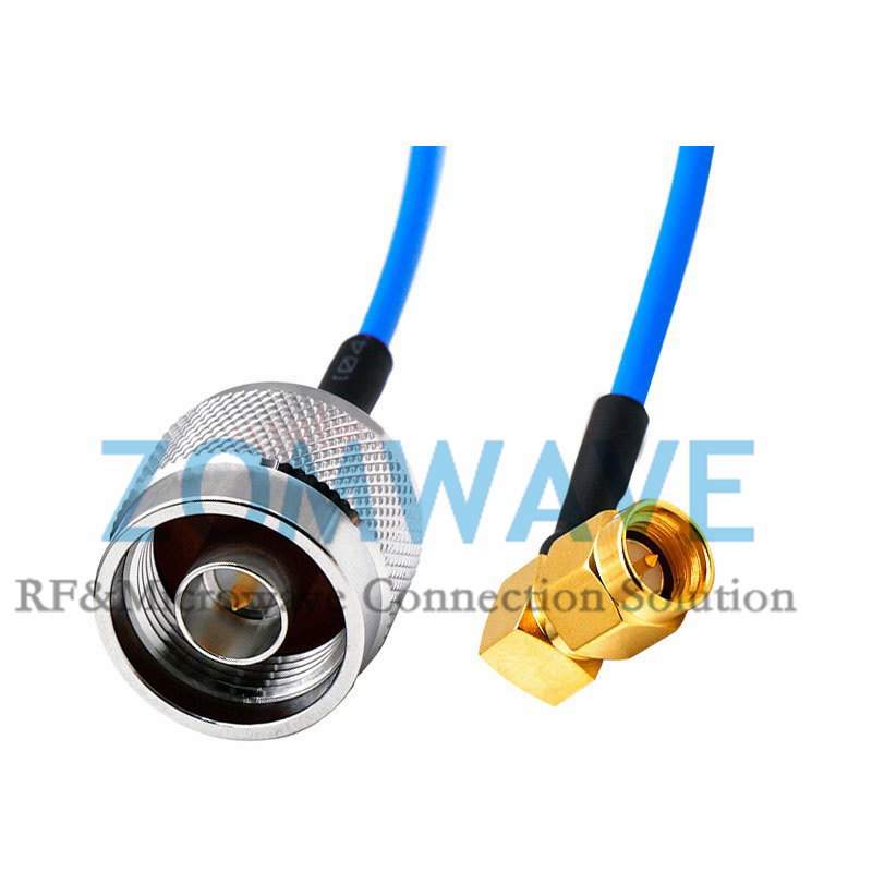 SMA Male Right Angle to N Type Male, Formable .086''_RG405 Cable, 6GHz