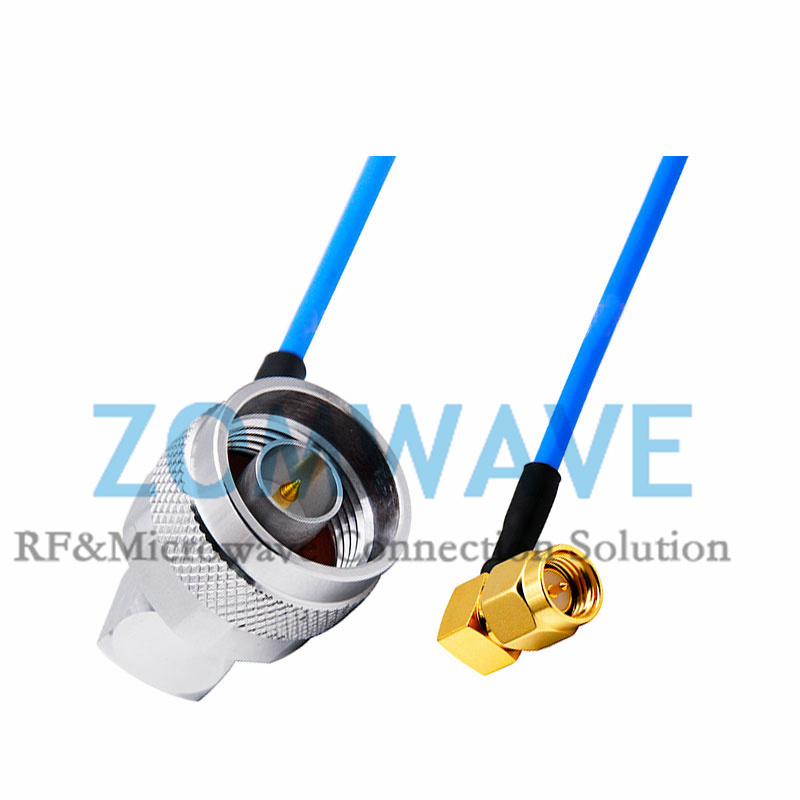 SMA Male Right Angle to N Type Male Right Angle, Formable .086''_RG405 Cable, 6G