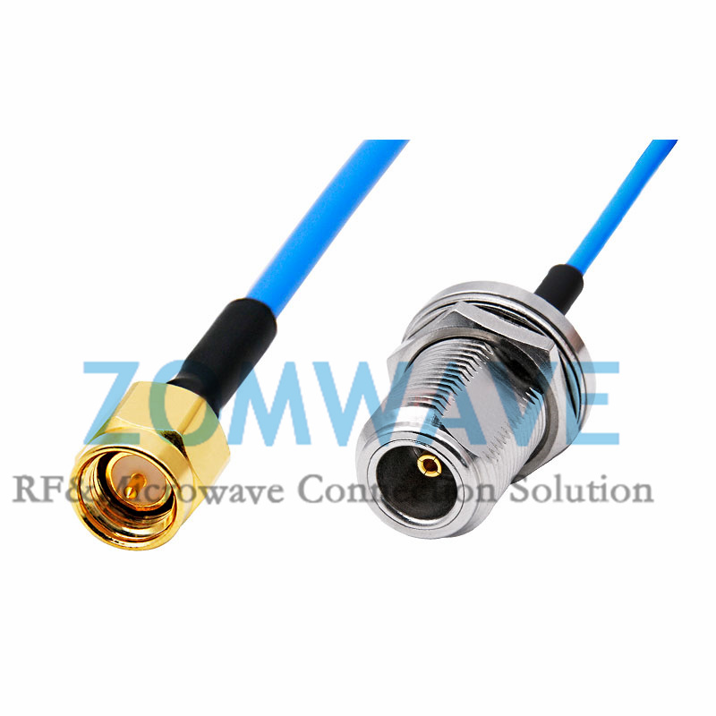 SMA Male to N Type Female Bulkhead Waterproof, Formable .086''_RG405 Cable, 6GHz
