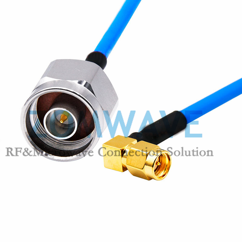 SMA Male Right Angle to N Type Male, Formable .141''_RG402 Cable, 12GHz