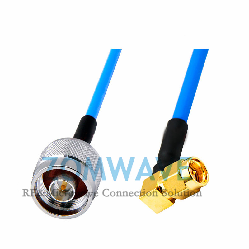 SMA Male Right Angle to N Type Male, Formable .141''_RG402 Cable, 6GHz