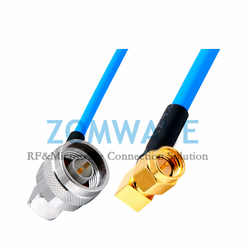 SMA Male Right Angle to N Type Male Right Angle, Formable .141''_RG402 Cable, 6G