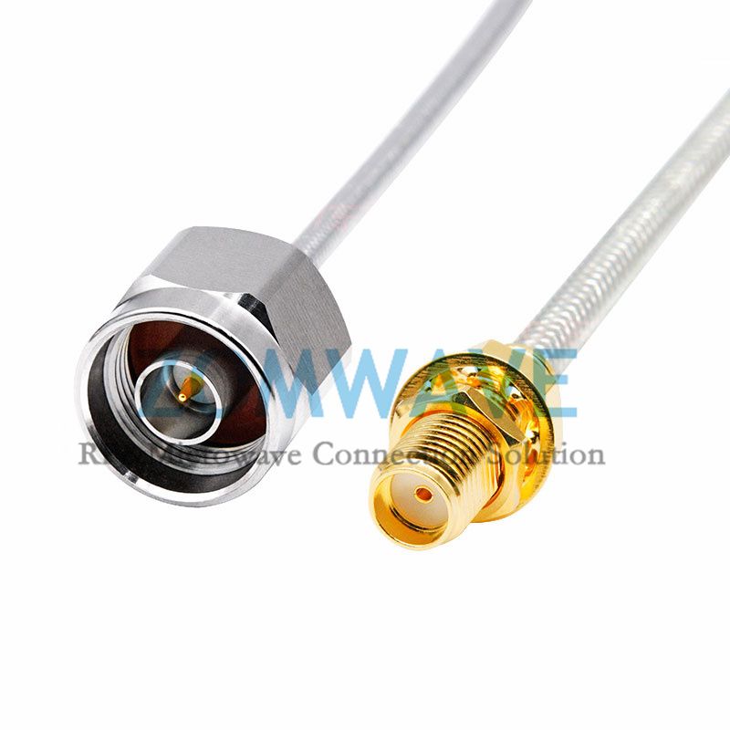 SMA Female Bulkhead to N Male, Formable .141''_RG402 Cable Without Jacket, 12Ghz