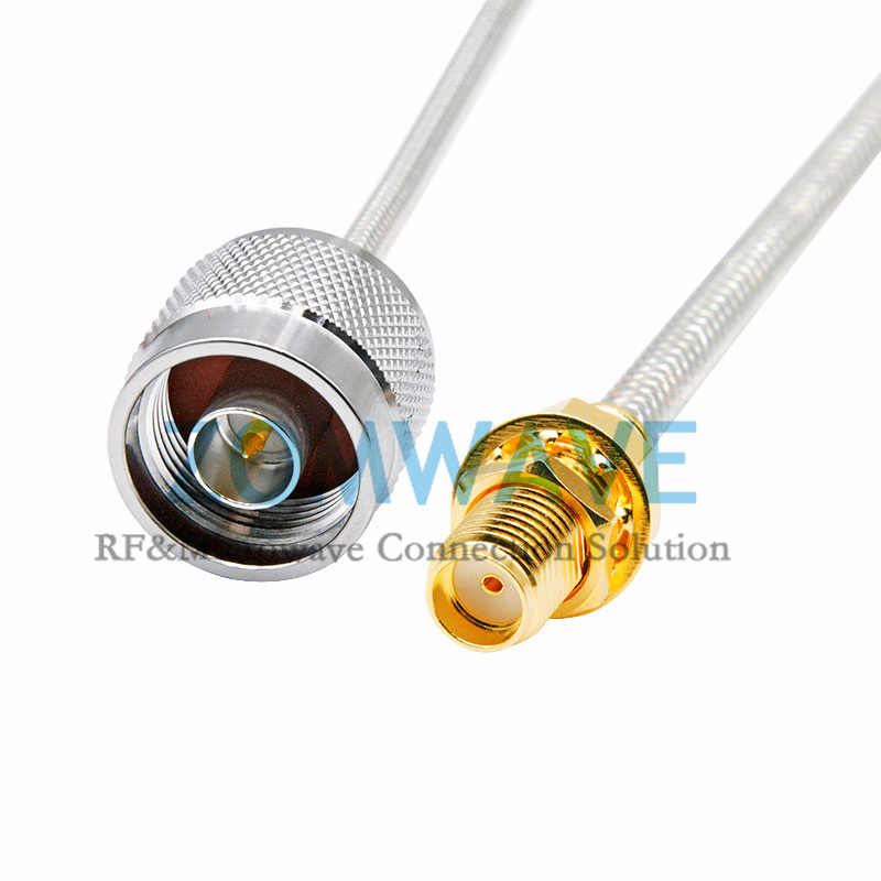 SMA Female Bulkhead to N Male, Formable .141''_RG402 Cable Without Jacket, 6GHZ