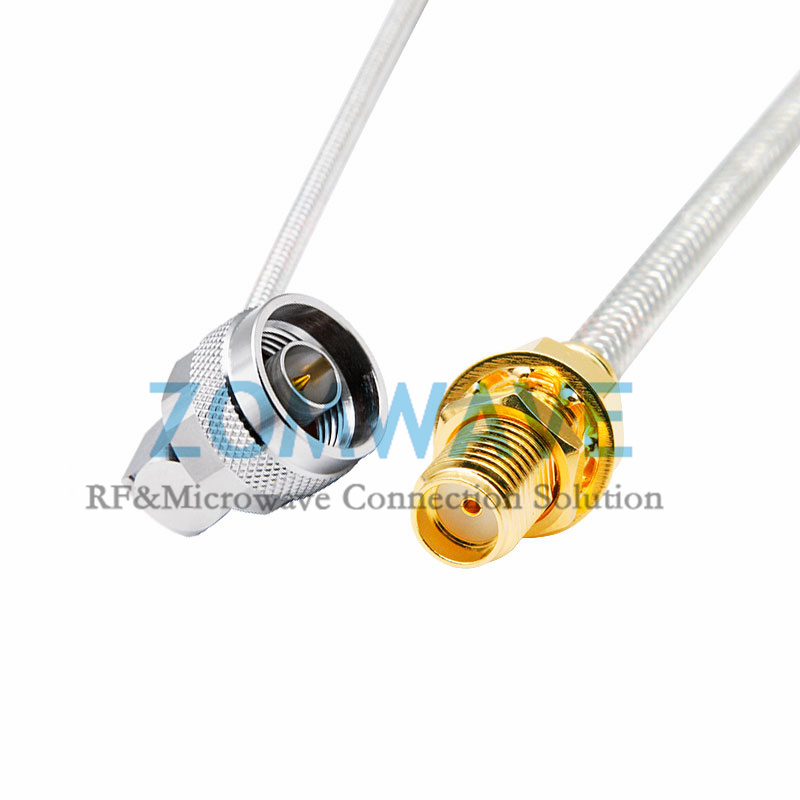 SMA Female Bulkhead to N Male RA,Formable .141''_RG402 Cable Without Jacket,6GHz