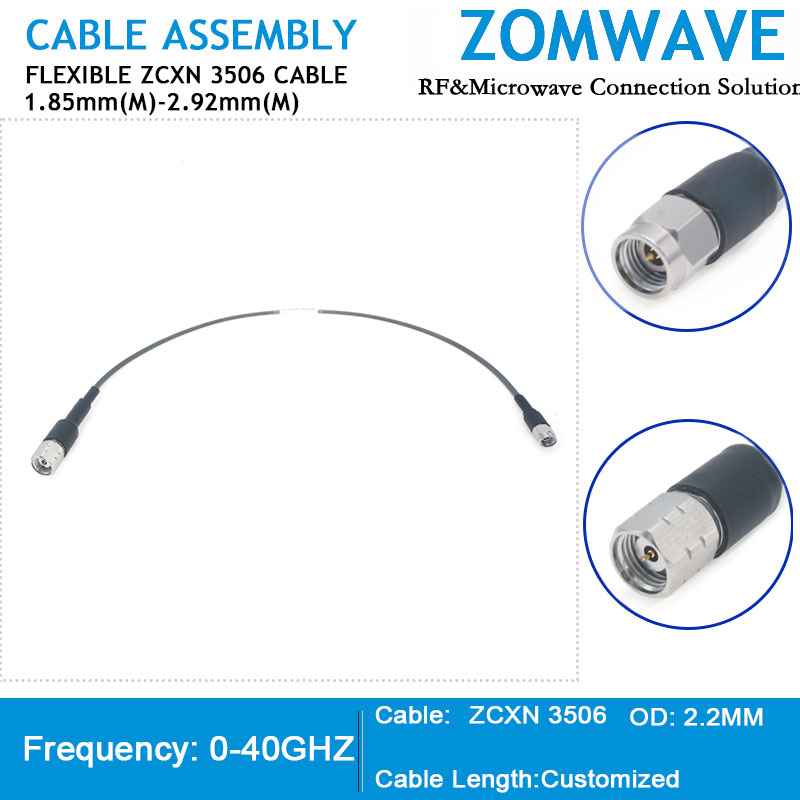 1.85mm Male to 2.92mm Male, Flexible ZCXN 3506 Cable, 40GHz