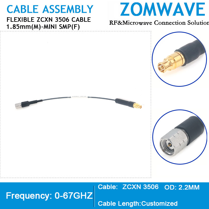 1.85mm Male to Mini SMP (SMPM/GPPO) Female, Flexible ZCXN 3506 Cable, 67GHz