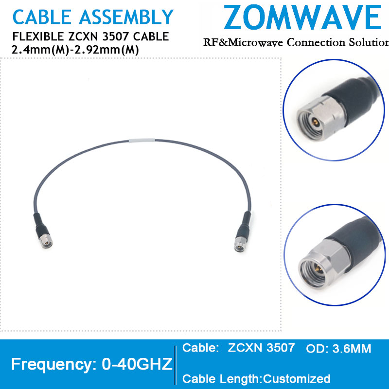 2.4mm Male to 2.92mm Male, Flexible ZCXN 3507 Cable, 40GHz