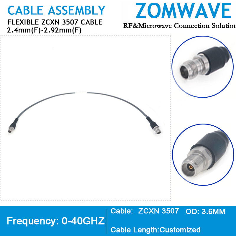 2.4mm Female to 2.92mm Female, Flexible ZCXN 3507 Cable, 40GHz
