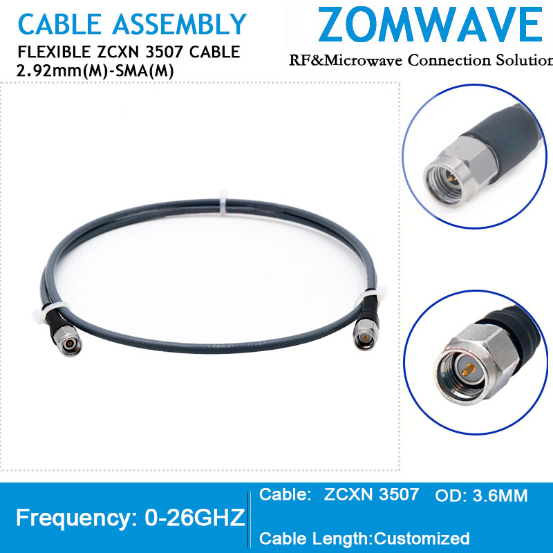 2.92mm Male to SMA Male, Flexible ZCXN 3507 Cable, 26GHz