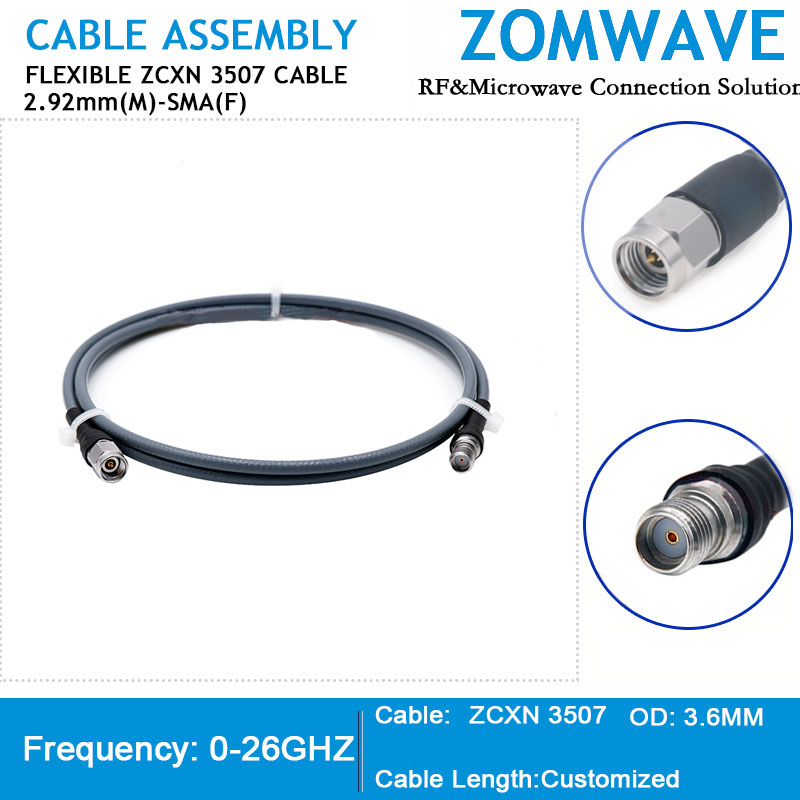 2.92mm Male to SMA Female, Flexible ZCXN 3507 Cable, 18GHz