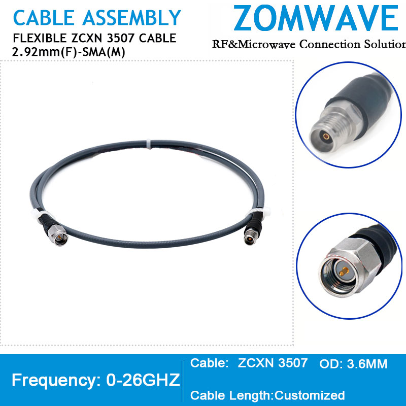 2.92mm Female to SMA Male, Flexible ZCXN 3507 Cable, 26GHz