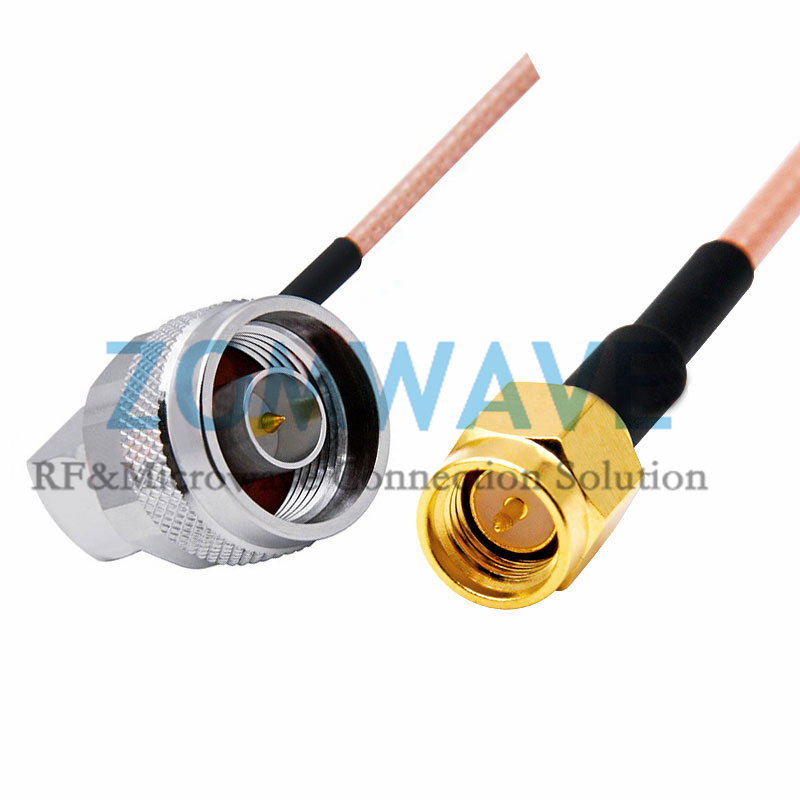 SMA Male to N Type Male Right Angle, RG316 Cable, 6GHz