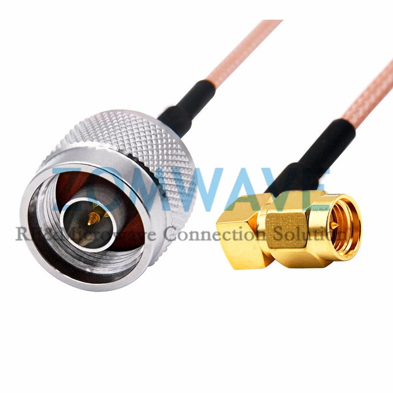 SMA Male Right Angle to N Type Male, RG316 Cable, 6GHz