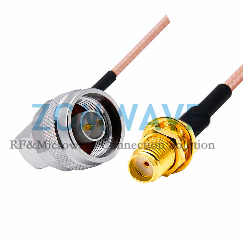 SMA Female Bulkhead  to N Type Male Right Angle, RG316 Cable, 6GHz