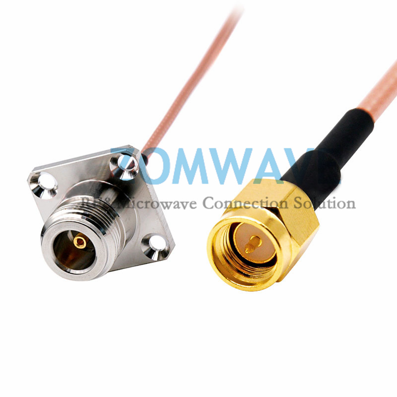 SMA Male to N Type Female 4 hole Flange, RG316 Cable, 6GHz