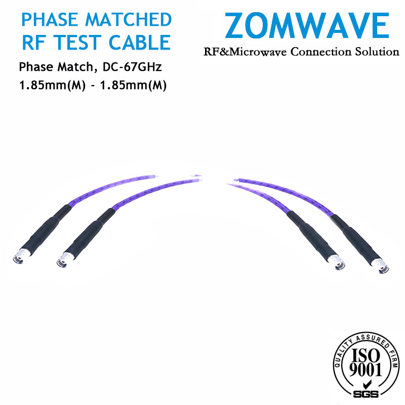 1.85mm Male to 1.85mm Male Phase Matched Armor Test Cable, Low Loss Phase-Stable
