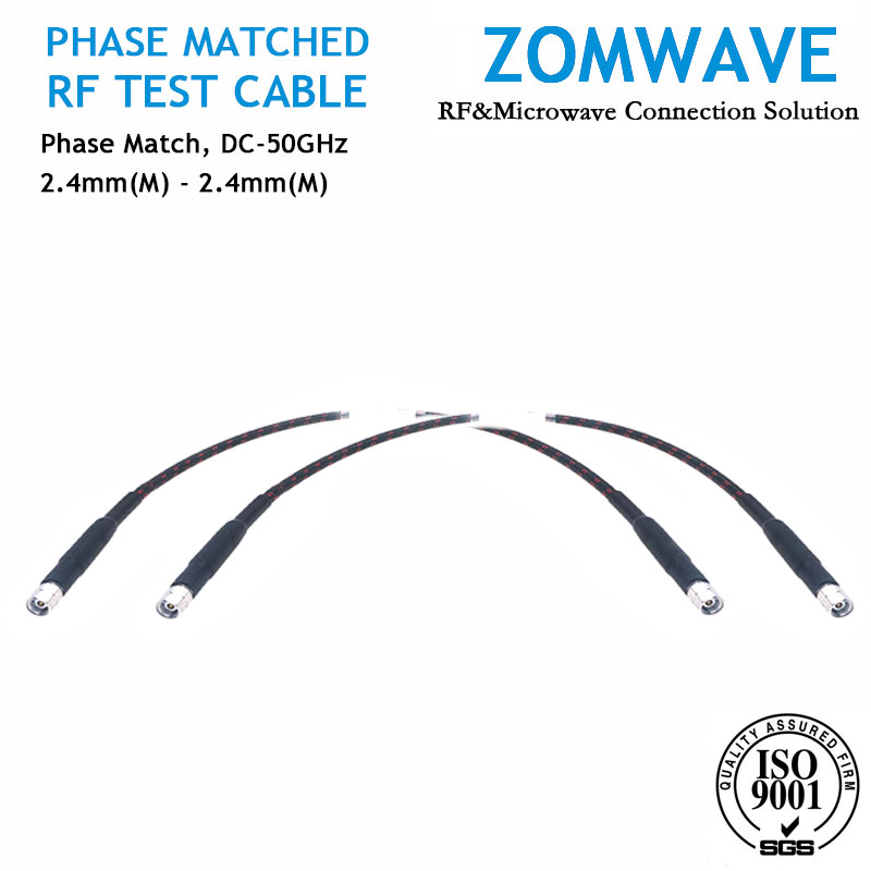 2.4mm Male to 2.4mm Male Phase Matched Armor Test Cable, Low Loss Phase-Stable, 