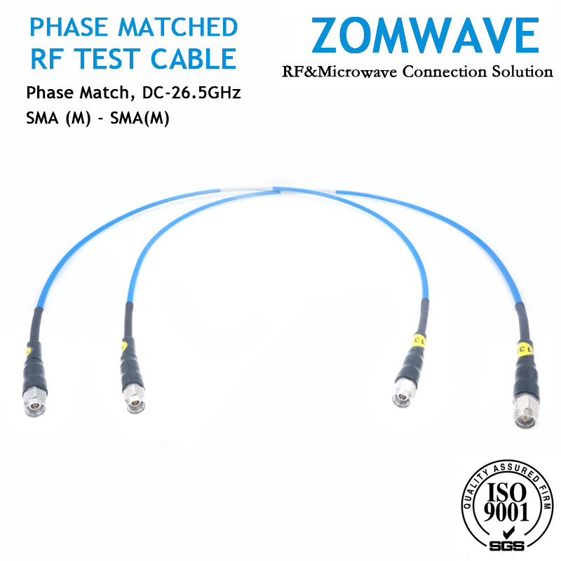SMA Male to SMA Male Phase Matched Cable Assembly, Low Loss Phase-Stable, 26.5GH