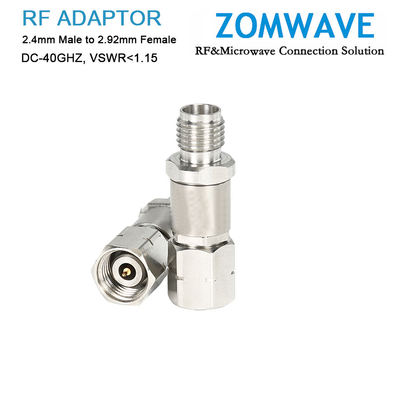 2.4mm Male to 2.92mm Female Stainless Steel Adapter, 40GHz